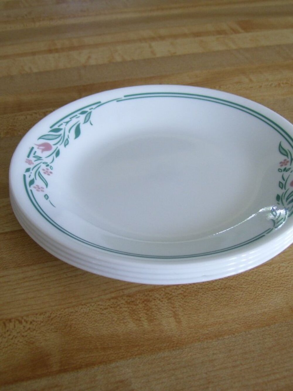 4 Corelle Rosemarie Bread and Butter Snack Plates 6.75"